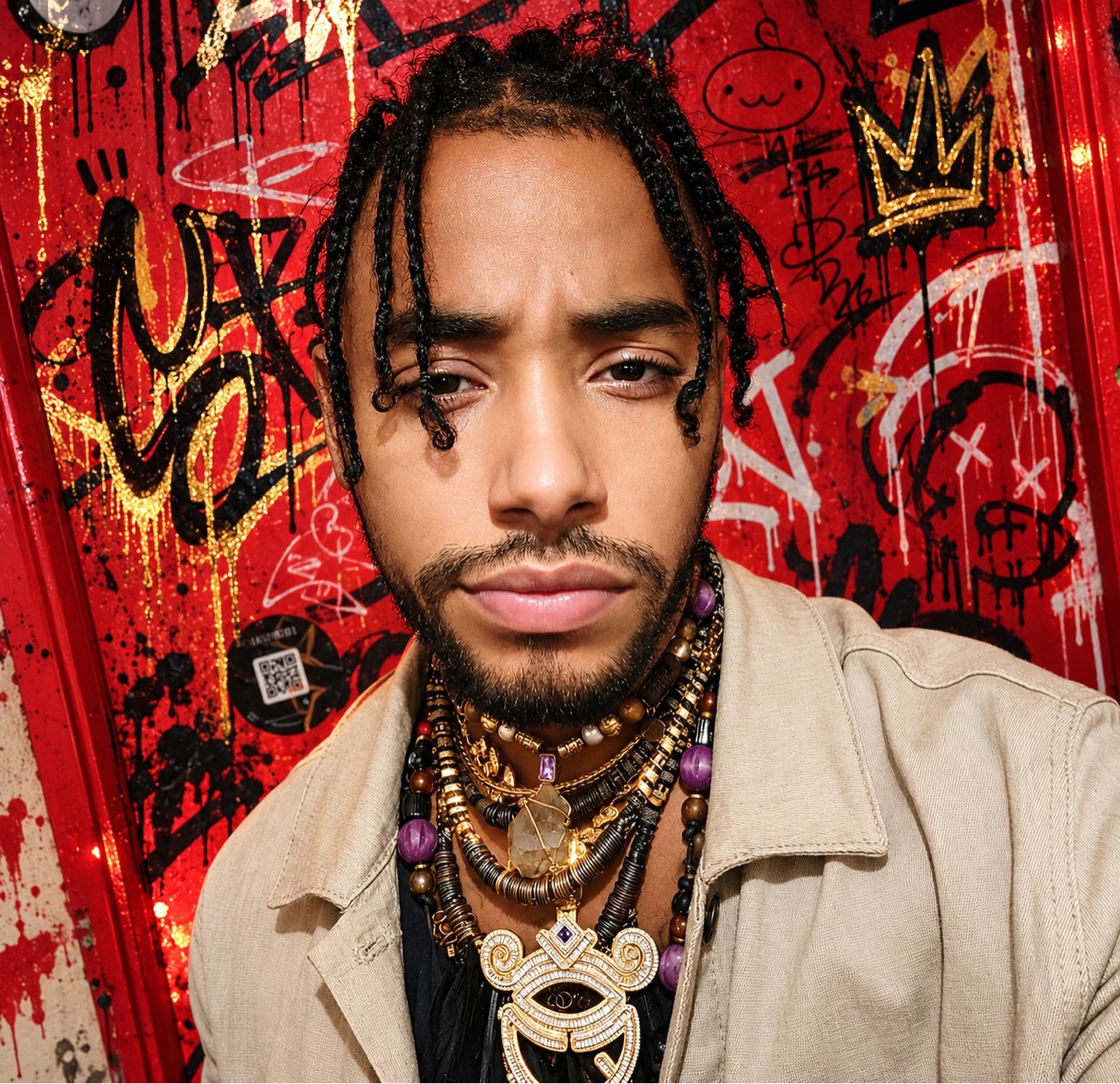 Arik Divine — red graffiti portrait